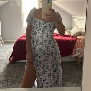 Floral Blue and White Dress